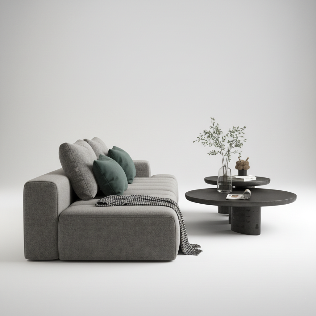 3-Seater Modular Sofa - Plush Fabric Upholstery, Contemporary Design with Versatile Configuration for Modern Living Spaces