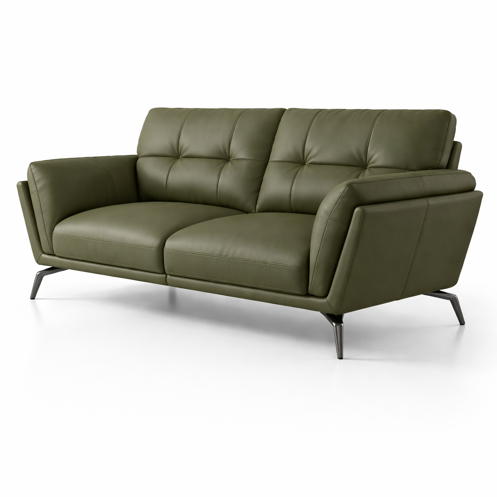 3-Seater Luxury Sofa for Home with Leatherette Upholstery and High Density Foam and Premium Quality Metal Legs Base