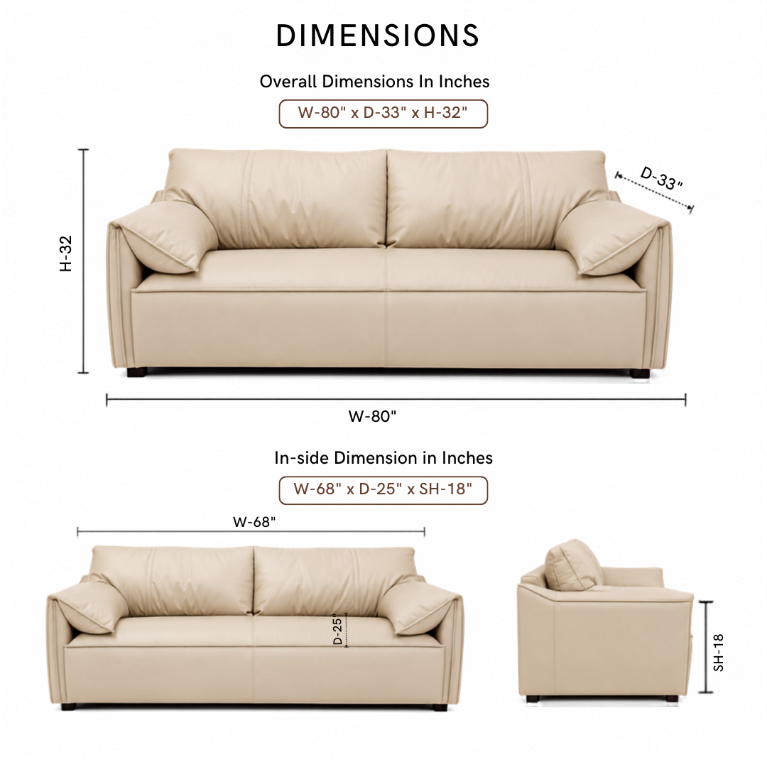 Modern Luxury 1 to 3-Seater Sofa | Premium Upholstered Fabric Sofa with Cushioned Armrests & Deep Seating | Contemporary Living Room Couch | Cream Beige