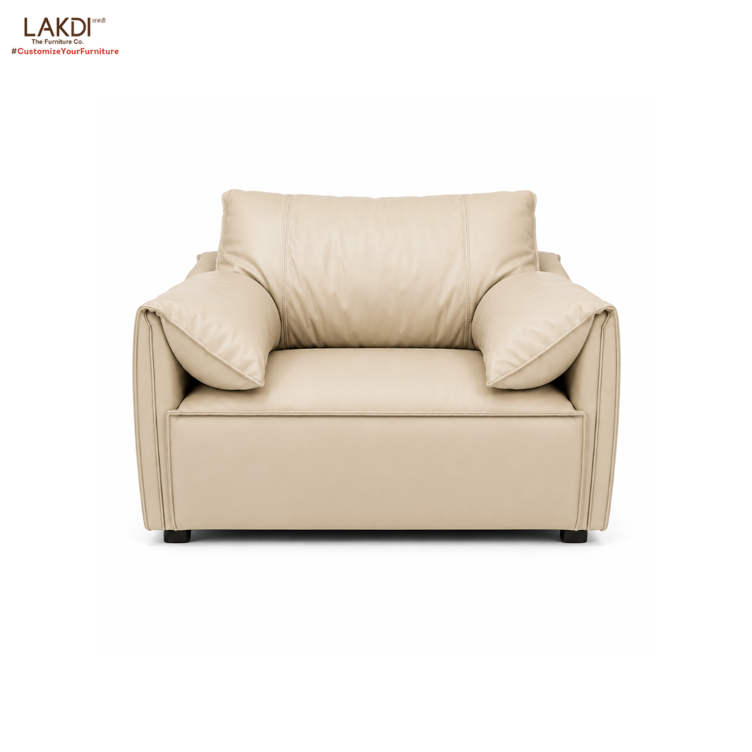 Modern Luxury 1 to 3-Seater Sofa | Premium Upholstered Fabric Sofa with Cushioned Armrests & Deep Seating | Contemporary Living Room Couch | Cream Beige