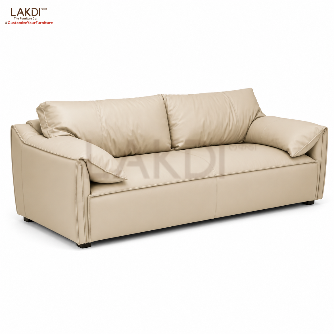 Modern Luxury 1 to 3-Seater Sofa | Premium Upholstered Fabric Sofa with Cushioned Armrests & Deep Seating | Contemporary Living Room Couch | Cream Beige
