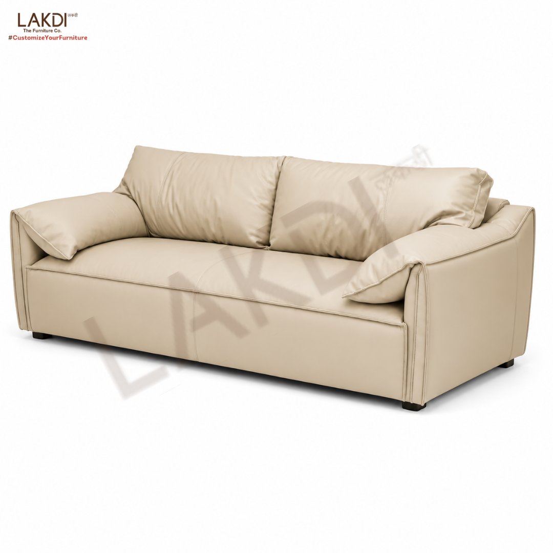 Modern Luxury 1 to 3-Seater Sofa | Premium Upholstered Fabric Sofa with Cushioned Armrests & Deep Seating | Contemporary Living Room Couch | Cream Beige