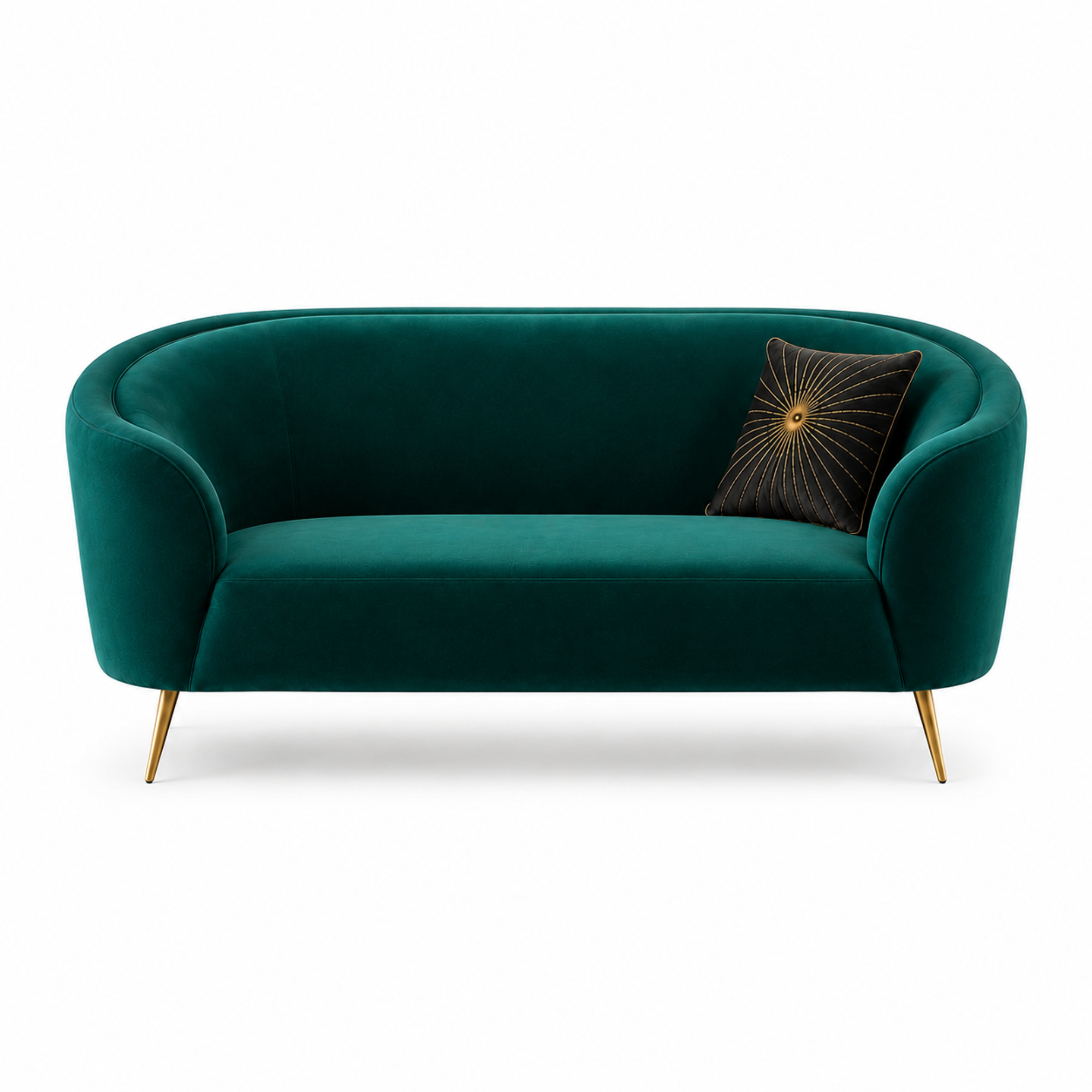 Luxury Emerald Green Modern Curved Sofa with Elegant Gold PVD Legs, Premium Comfort Seating, Contemporary Designer Furniture for Living Room, Lounge And Reception Areas