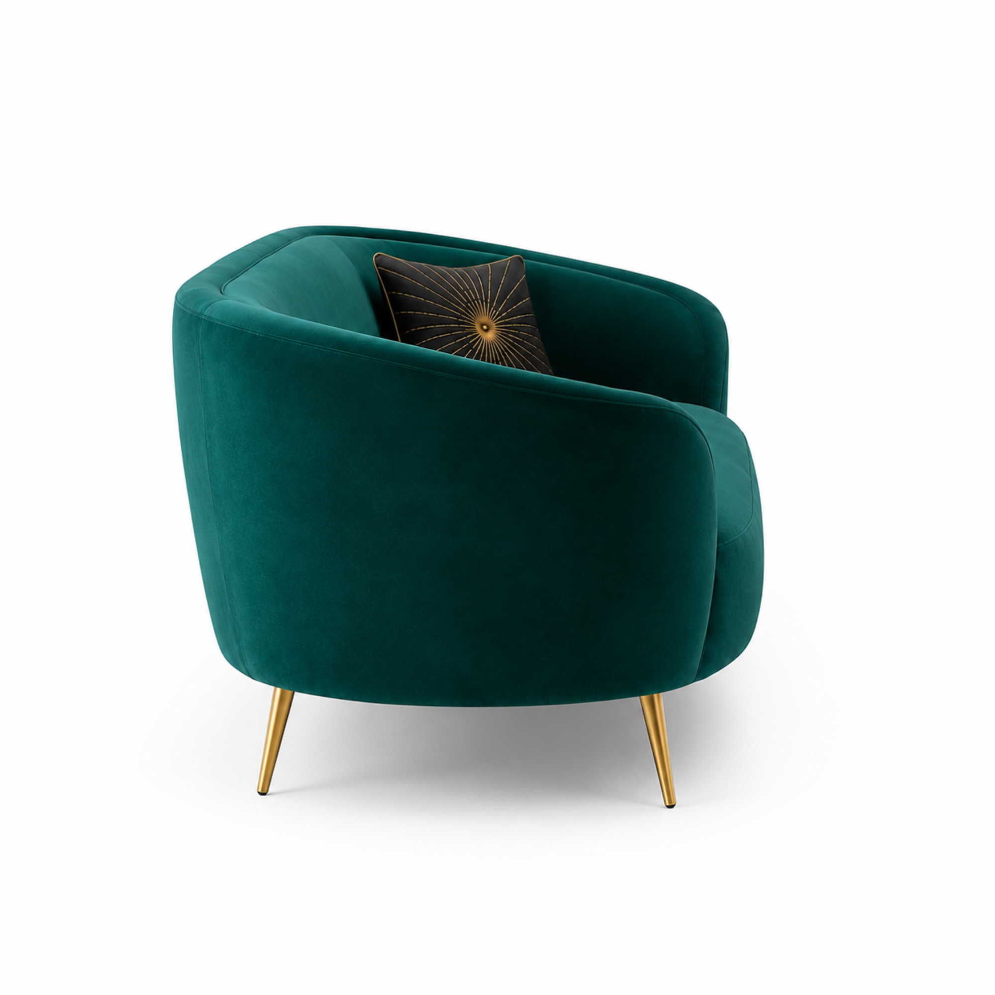 Luxury Emerald Green Modern Curved Sofa with Elegant Gold PVD Legs, Premium Comfort Seating, Contemporary Designer Furniture for Living Room, Lounge And Reception Areas