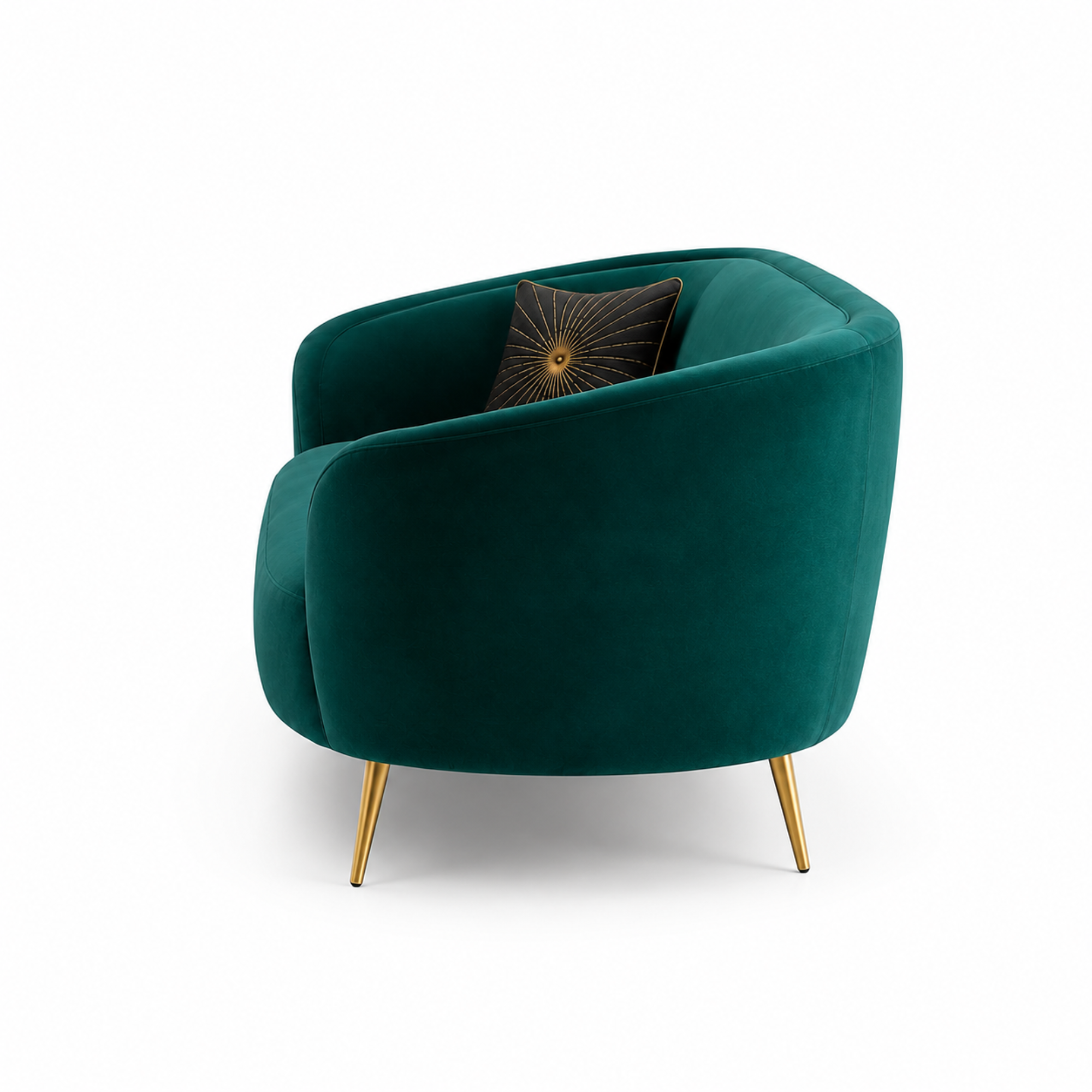 Luxury Emerald Green Modern Curved Sofa with Elegant Gold PVD Legs, Premium Comfort Seating, Contemporary Designer Furniture for Living Room, Lounge And Reception Areas