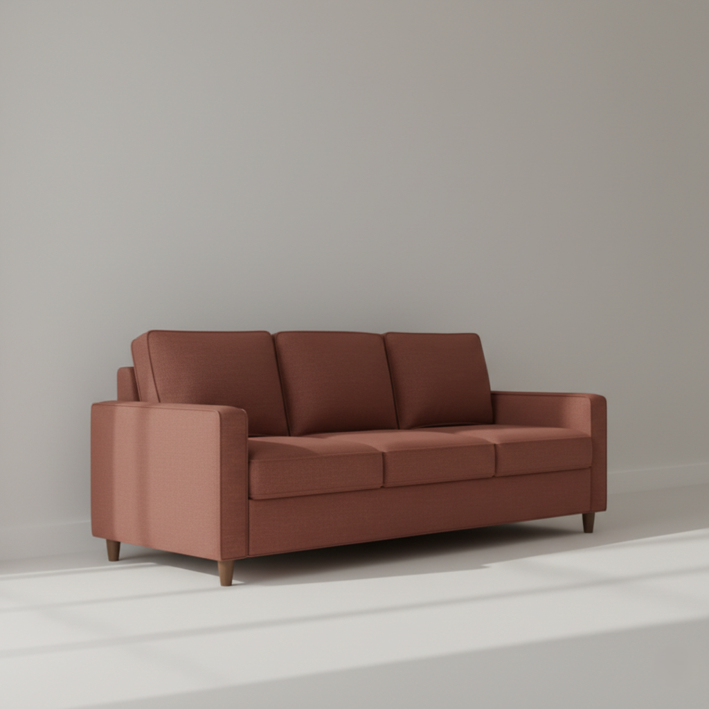 घर के फर्नीचर के लिए 3 सीटर सोफा, आधुनिक डिज़ाइन, कपड़े के साथ लकड़ी के फ्रेम में बनाया गया और लिविंग रूम के लिए आरामदायक