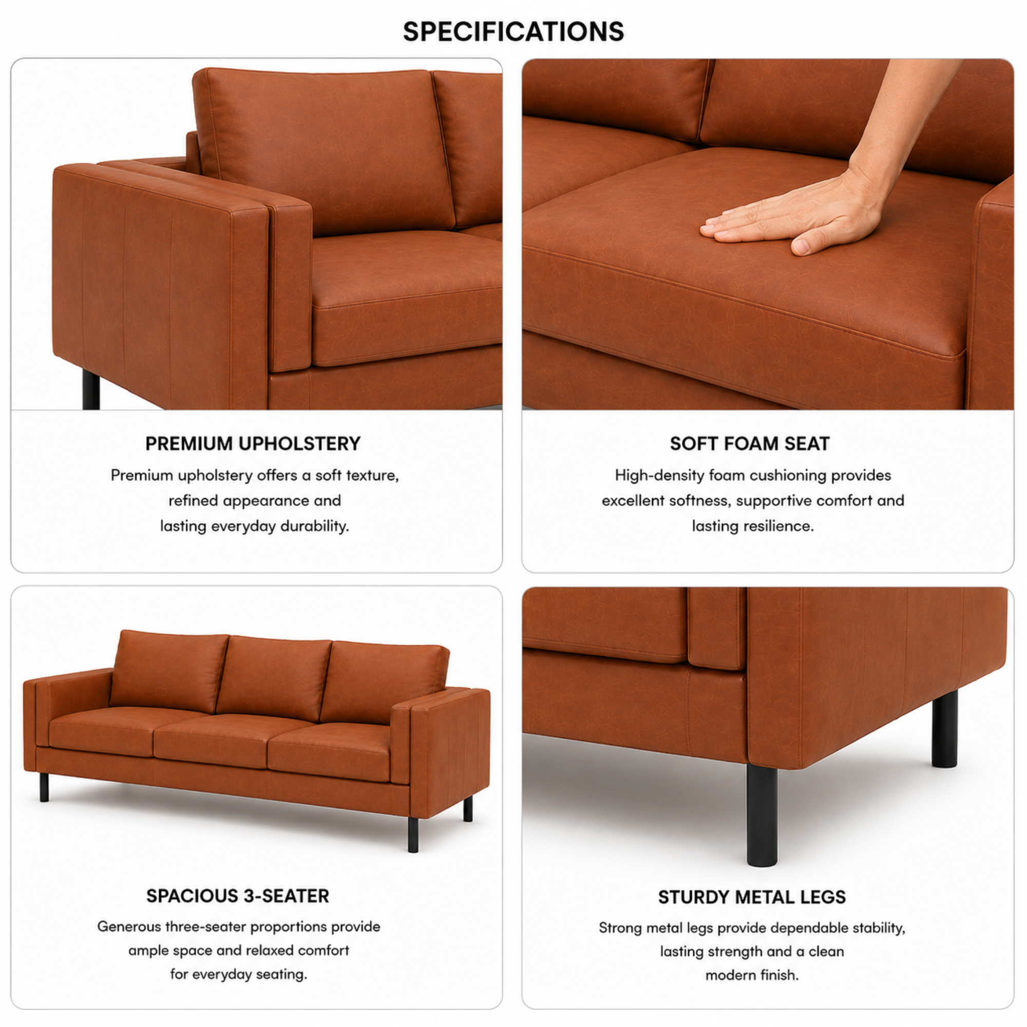 2 Seater Sofa for Modern Style Sofa for Living Room Furniture and Comfort Seating