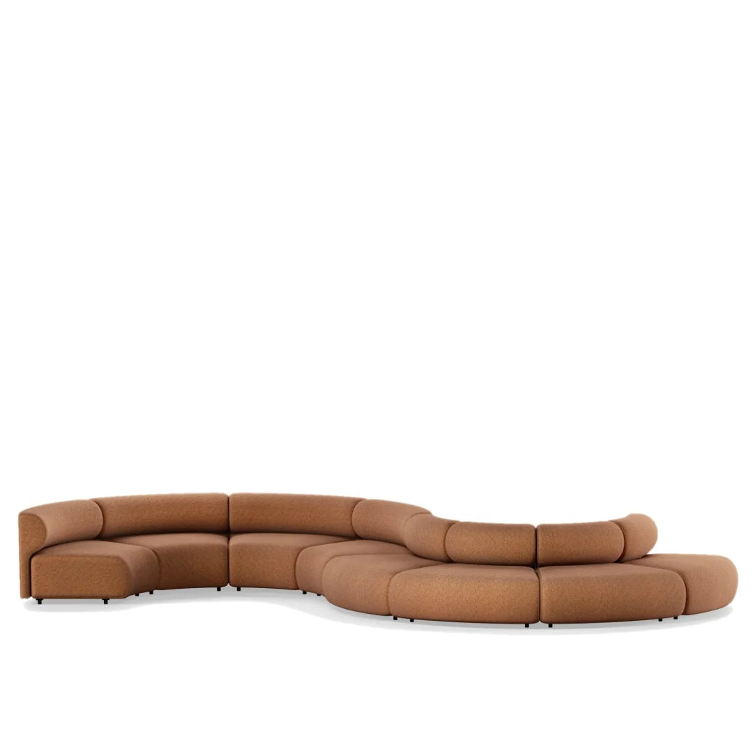 S-Curved Modular Sectional Sofa, Modern Serpentine Fabric Office Lounge Seating, Conversation Sofa for Commercial Lobby and Creative Open Spaces