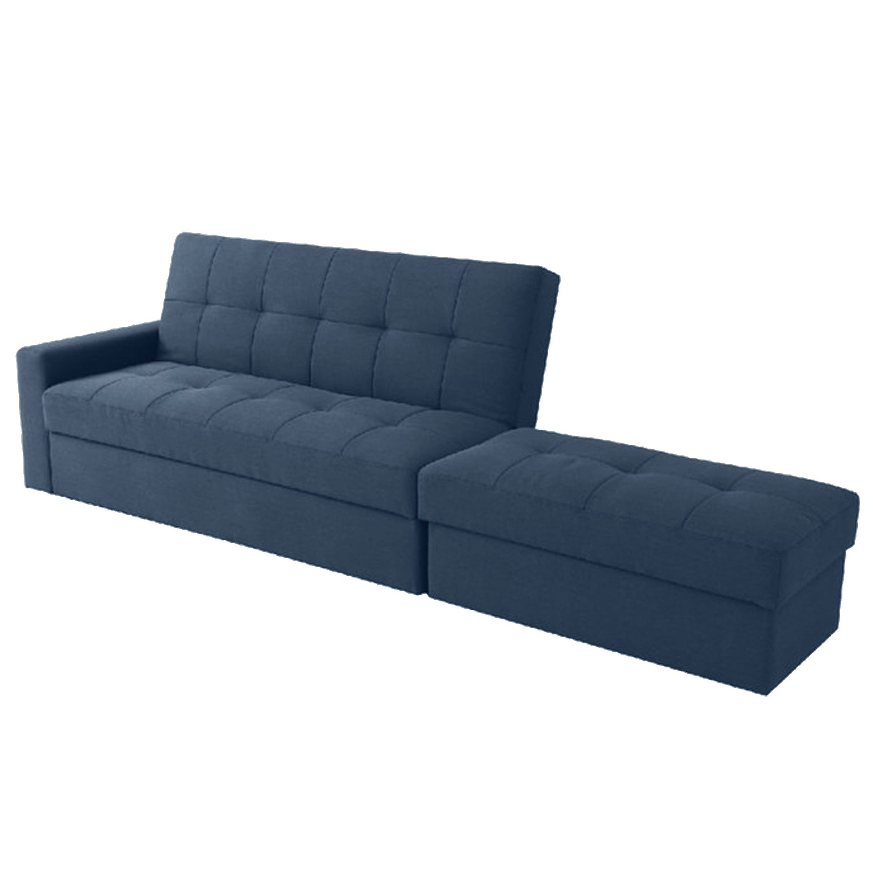 Convertible Fabric Sofa Cum Bed and 3-Seater with Wooden Frame, Tufted Design & Armless Space-Saving Structure