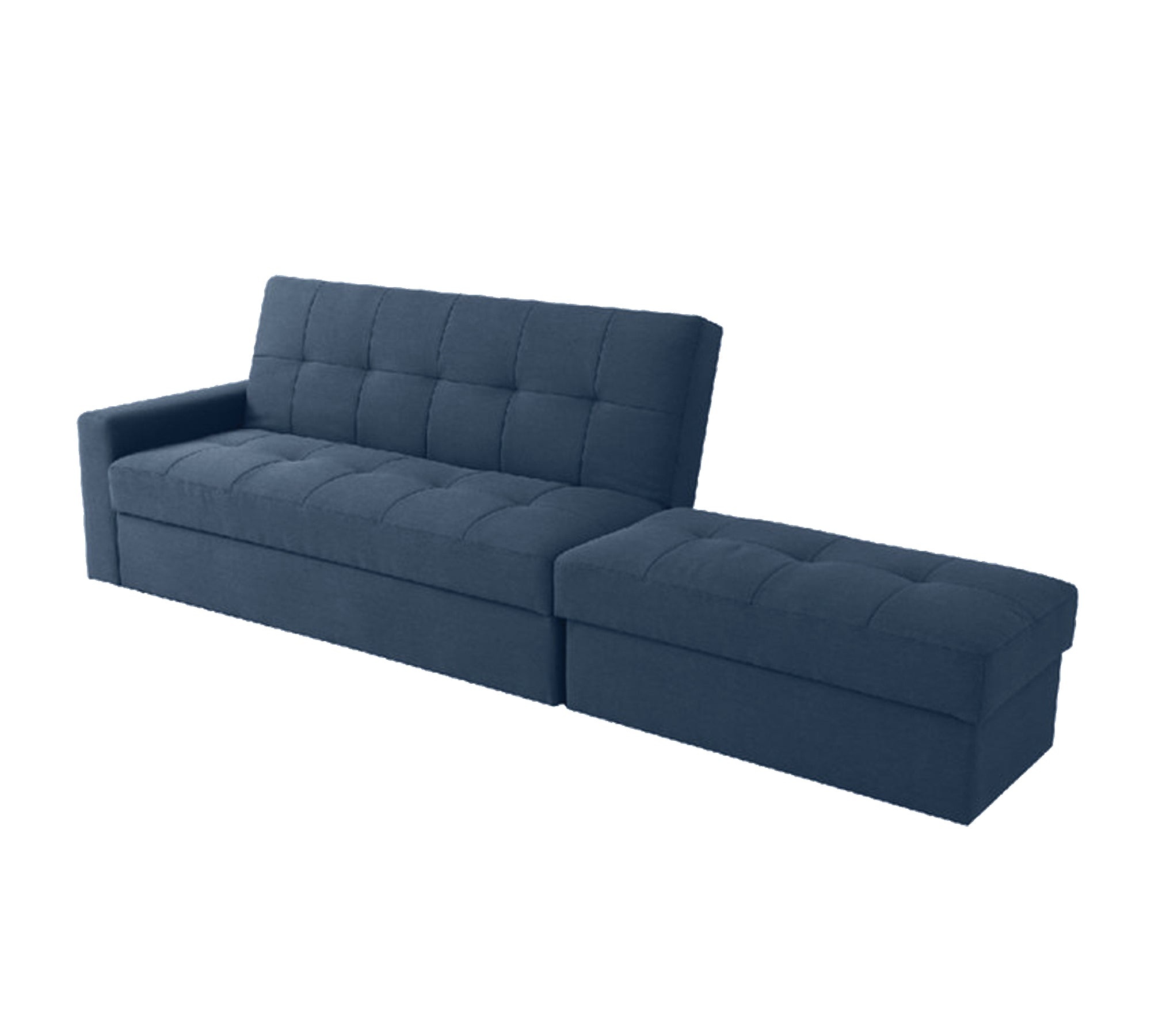 Convertible Fabric Sofa Cum Bed and 3-Seater with Wooden Frame, Tufted Design & Armless Space-Saving Structure