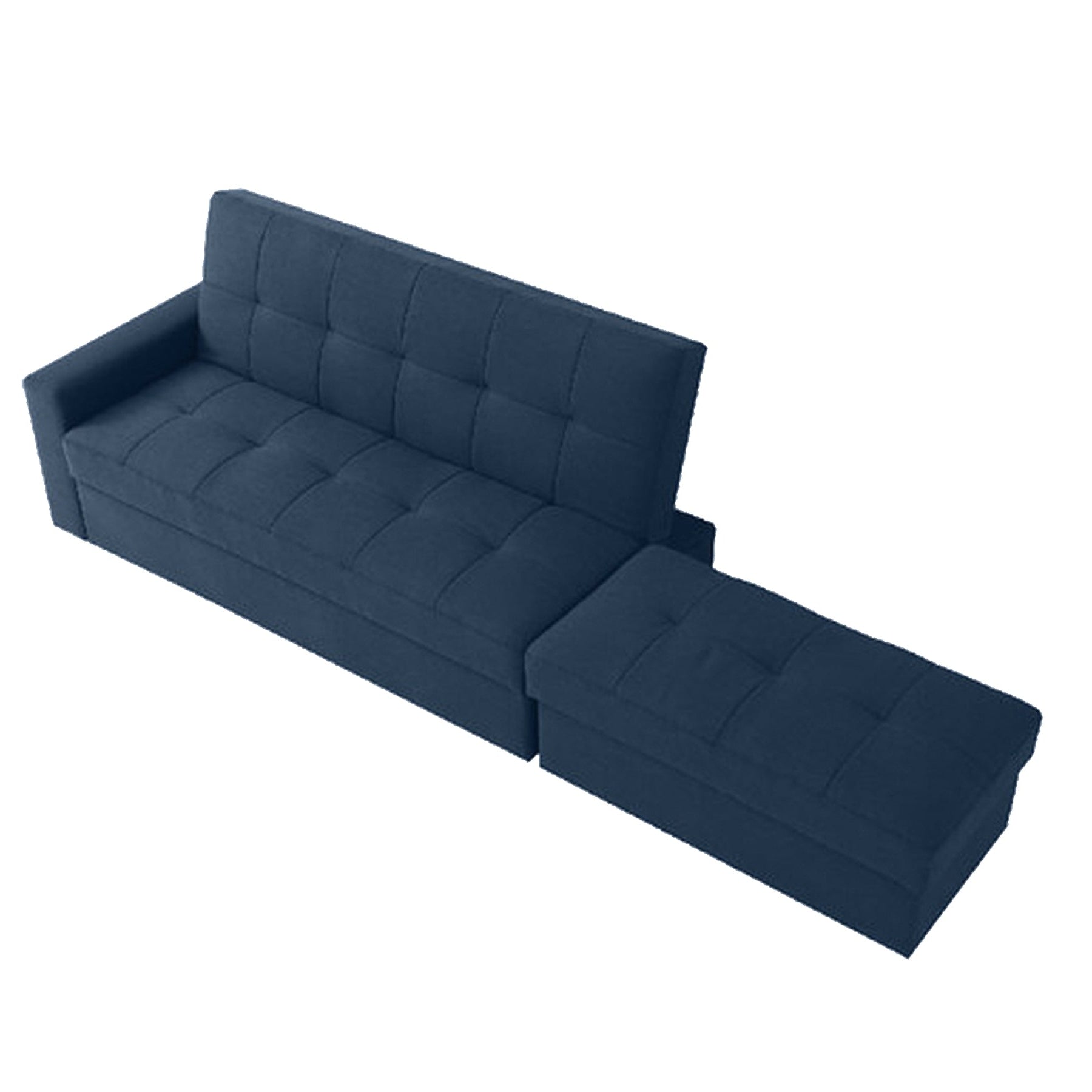 Convertible Fabric Sofa Cum Bed and 3-Seater with Wooden Frame, Tufted Design & Armless Space-Saving Structure