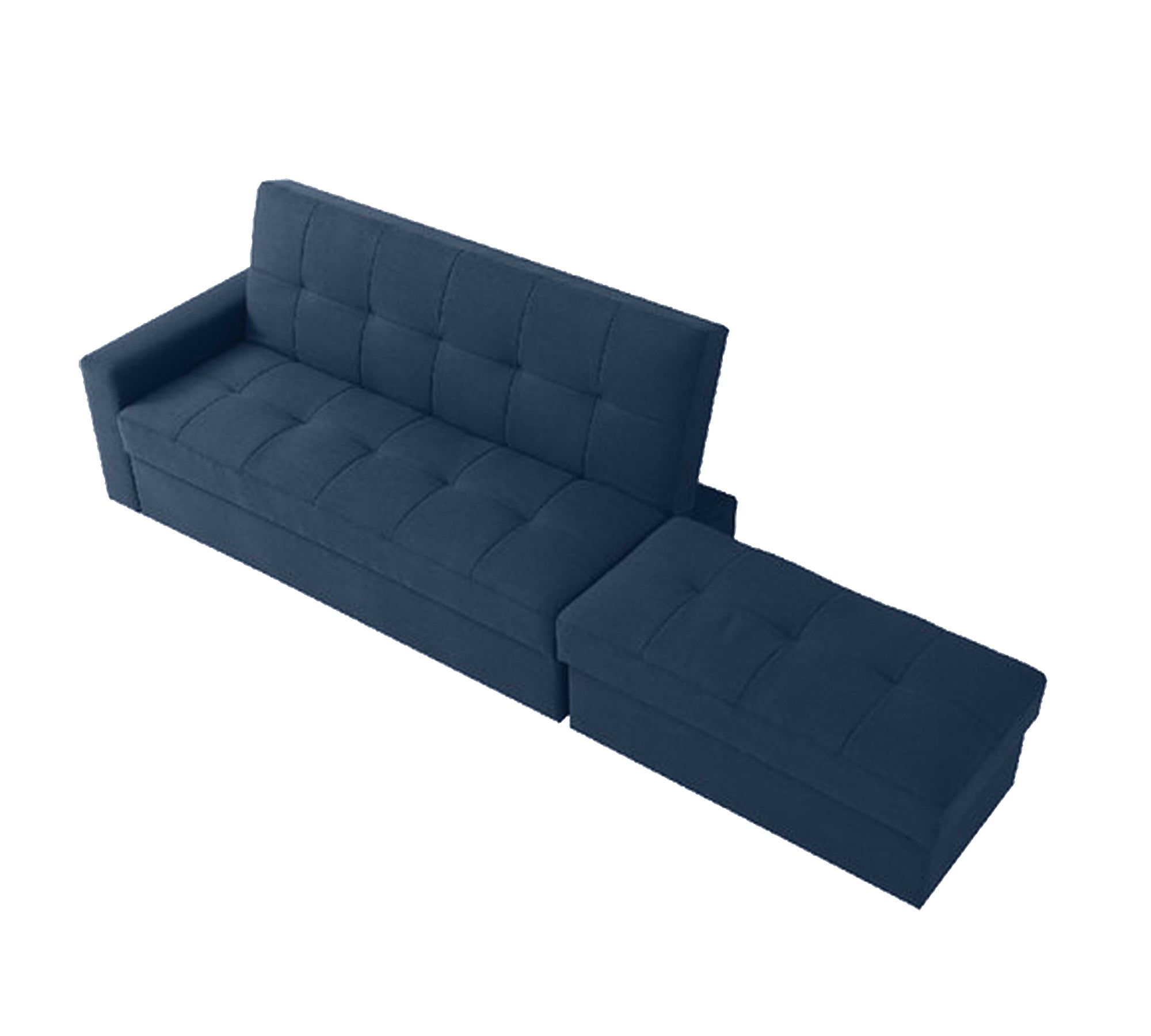 Convertible Fabric Sofa Cum Bed and 3-Seater with Wooden Frame, Tufted Design & Armless Space-Saving Structure