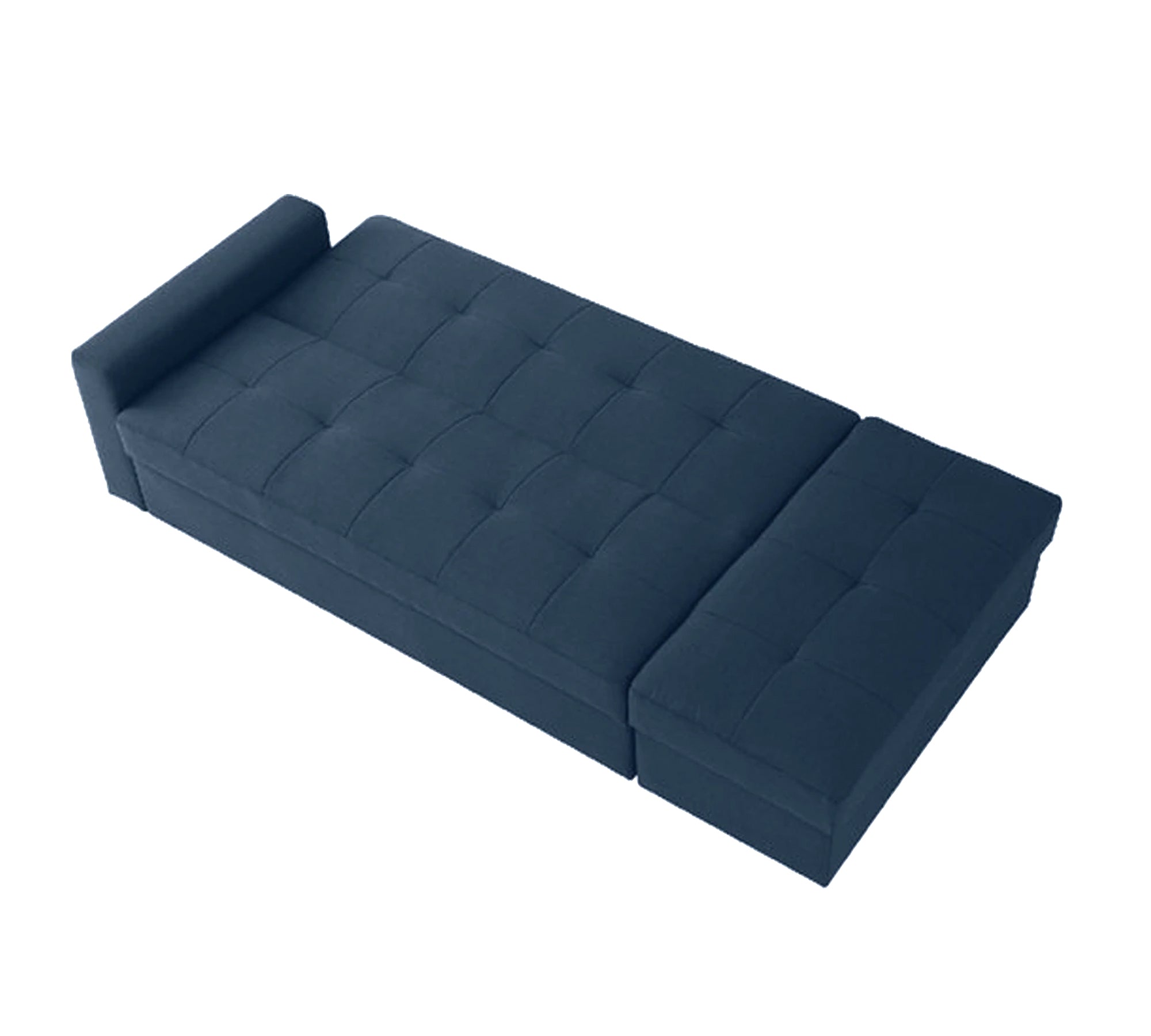 Convertible Fabric Sofa Cum Bed and 3-Seater with Wooden Frame, Tufted Design & Armless Space-Saving Structure