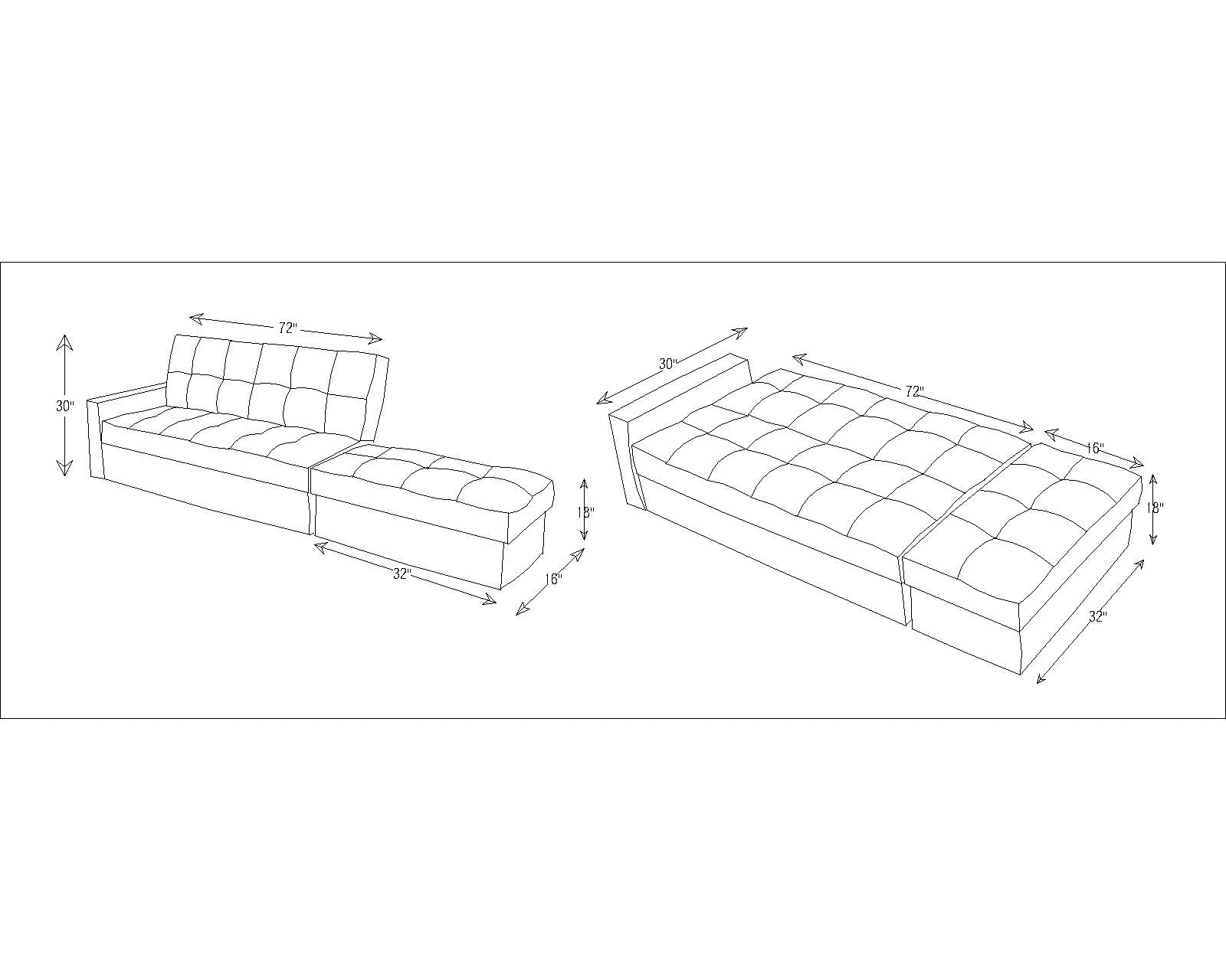 Convertible Fabric Sofa Cum Bed and 3-Seater with Wooden Frame, Tufted Design & Armless Space-Saving Structure