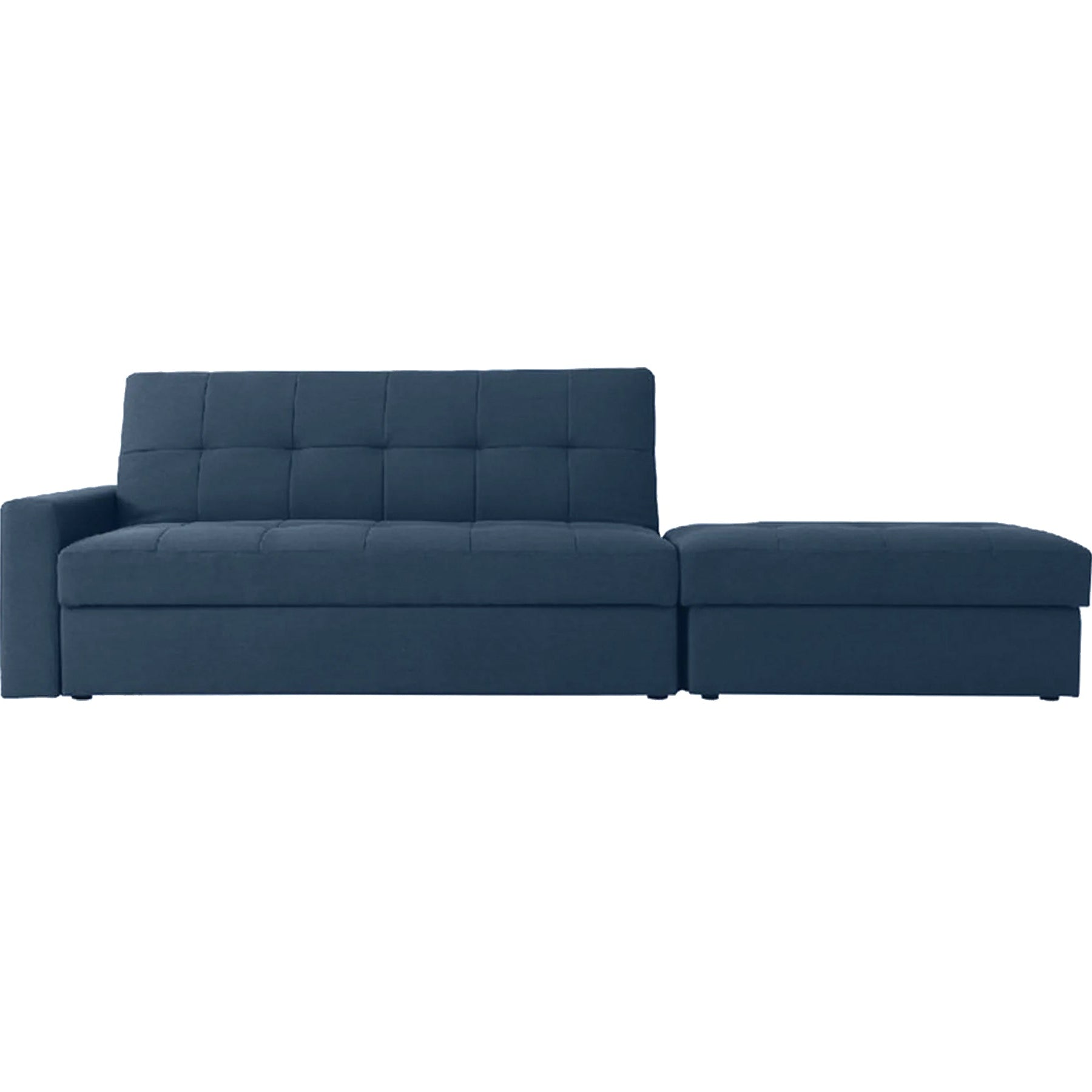 Convertible Fabric Sofa Cum Bed and 3-Seater with Wooden Frame, Tufted Design & Armless Space-Saving Structure