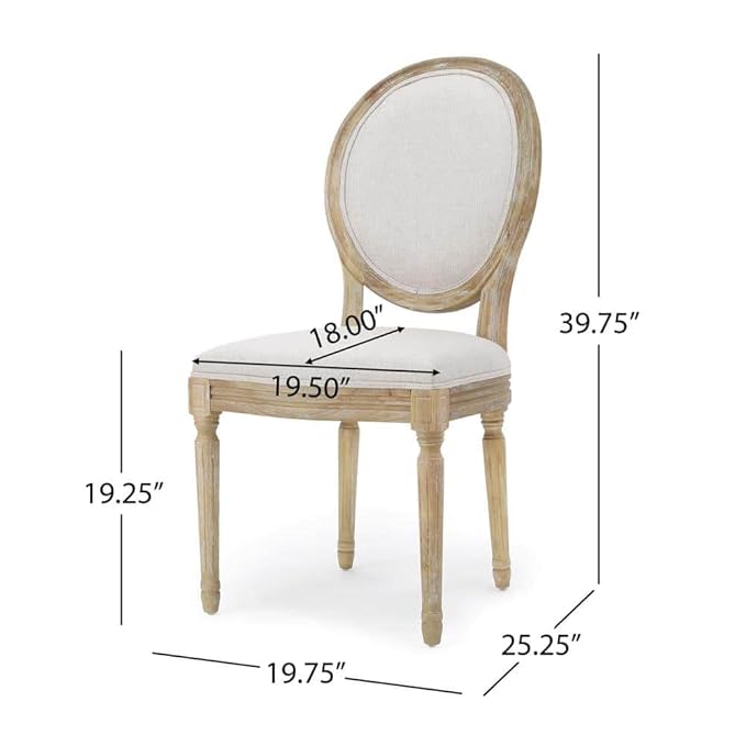 French Vintage Oval Back Dining Chairs - Elegant Upholstered Wood Kitchen & Home Furniture