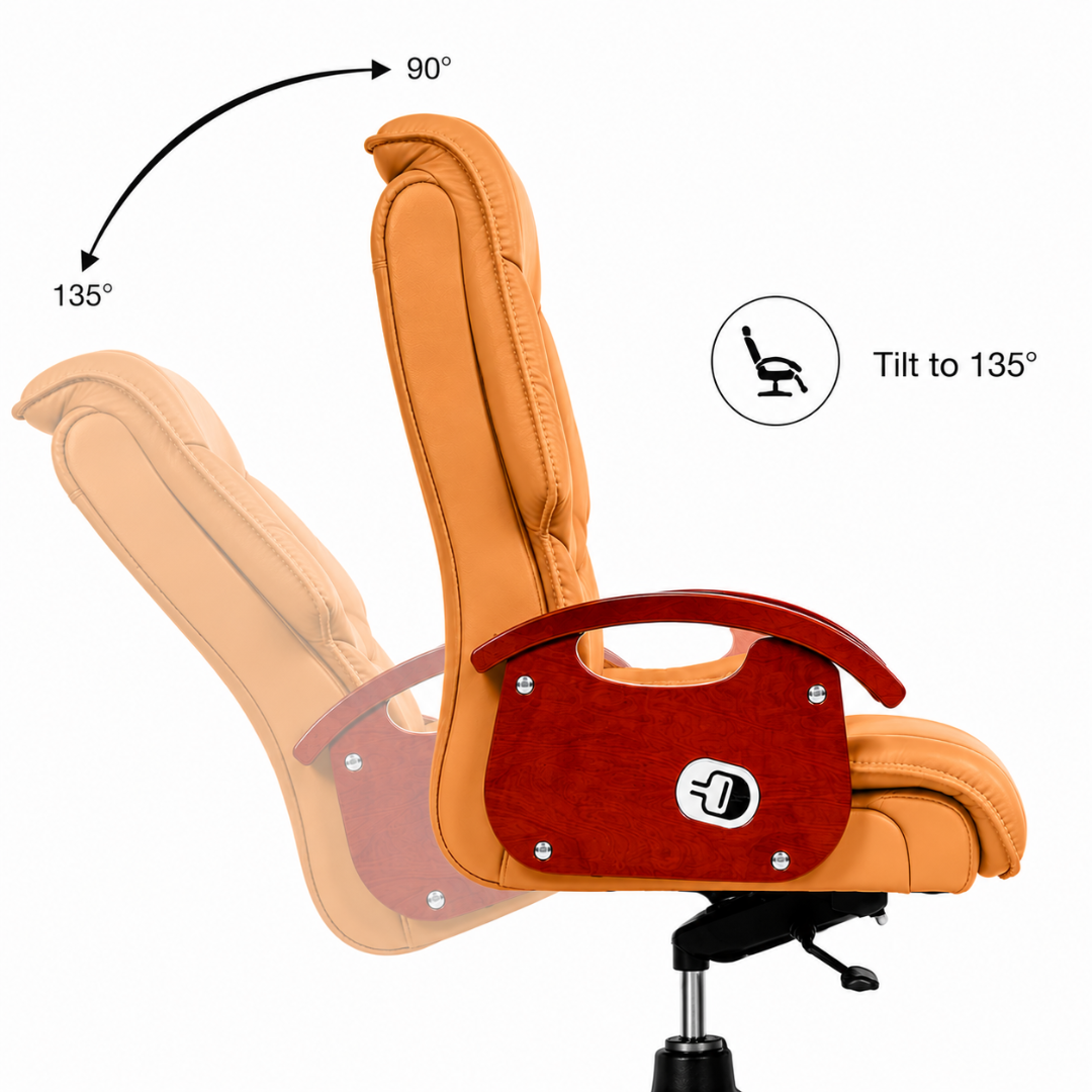 High Back Director Chair for office Modern Design Made in Plyboard with Leatherette & Recliner & Height Adjustable and Revolving Chair