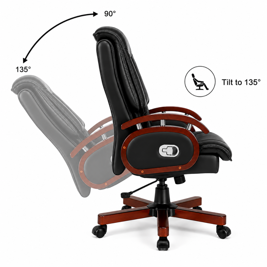 Ergonomic Director Chair: Modern Design, Plyboard & Leatherette, Recliner, Height Adjustable, Fixed Armrest & Revolving for Ultimate Comfort