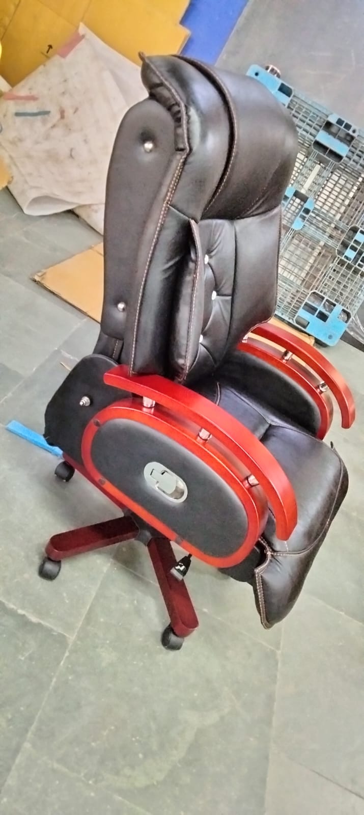 High Back Director Chair with Height Adjustable Wooden Base