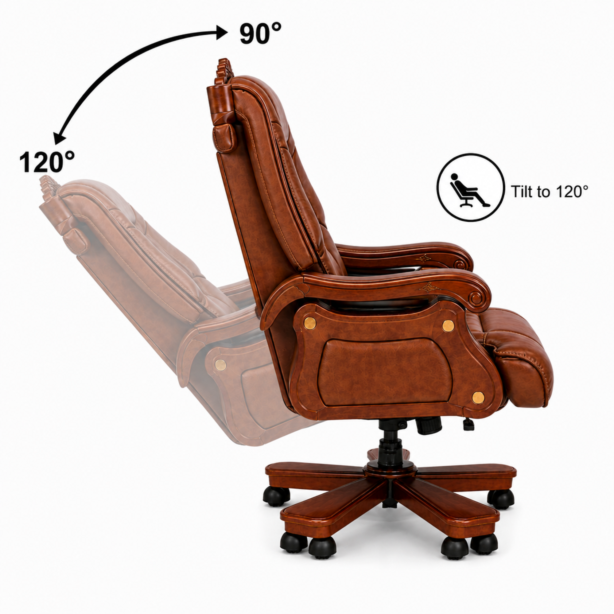Luxury Director Chair for office Royal Design with Handcrafted & Leatherette & Recliner & Height Adjustable and Revolving Chair