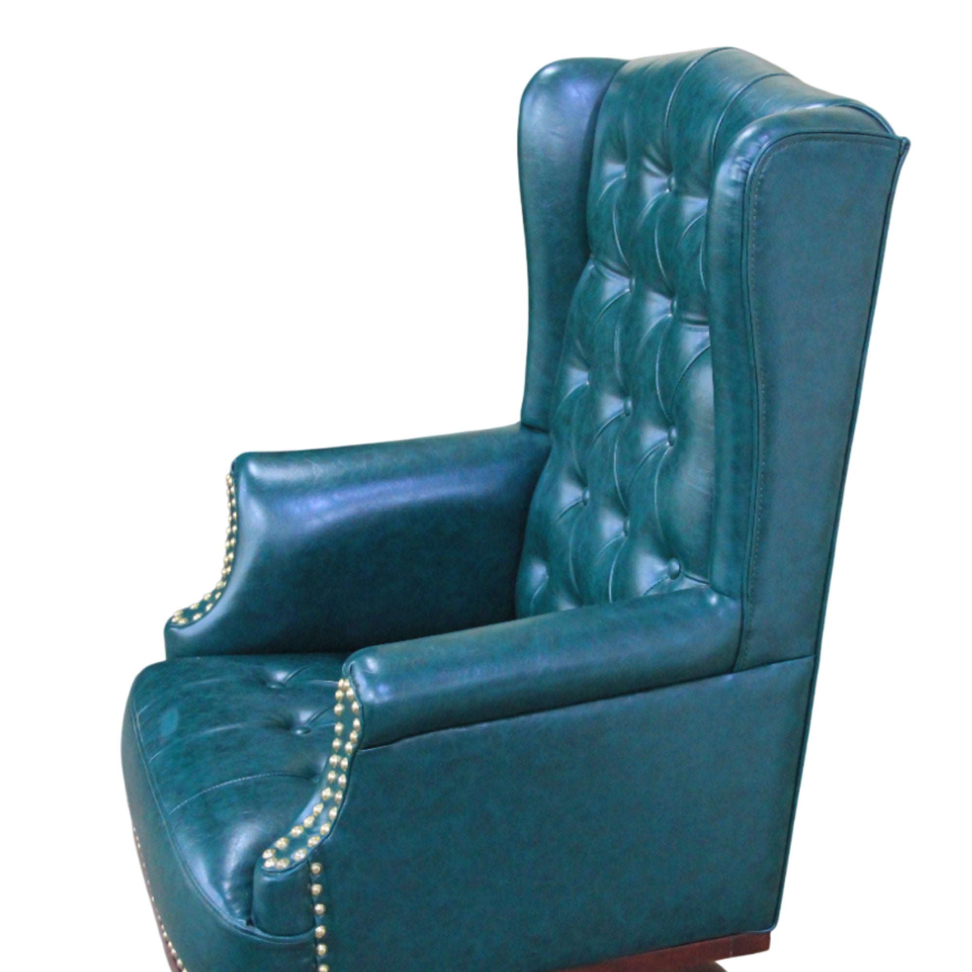 High Back Leatherette & Wooden Office Chair | Revolving & Height Adjustable | Director and CEO & Executive Chair | Armrest & Wheelbase | Green