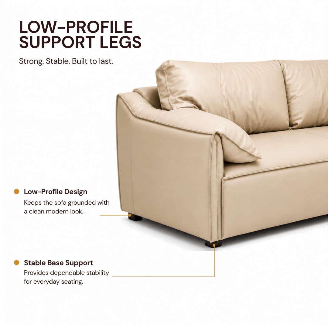 Modern Luxury 1 to 3-Seater Sofa | Premium Upholstered Fabric Sofa with Cushioned Armrests & Deep Seating | Contemporary Living Room Couch | Cream Beige