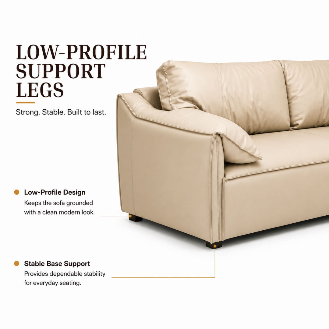 Modern Luxury 1 to 3-Seater Sofa | Premium Upholstered Fabric Sofa with Cushioned Armrests & Deep Seating | Contemporary Living Room Couch | Cream Beige