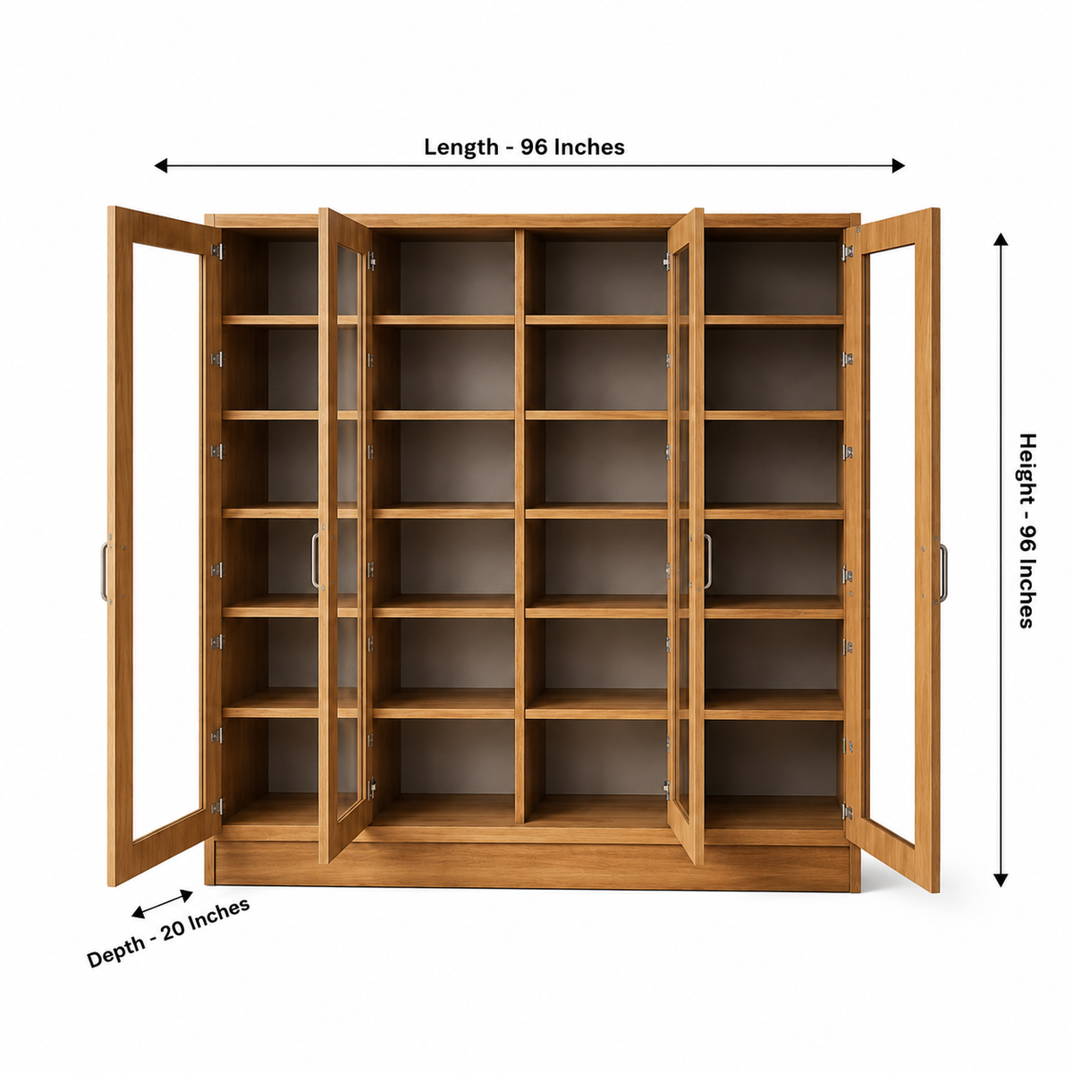 Wooden Glass Door Display Storage Cabinet for Office, Library & Home with Tall Shelving Unit, Contemporary Bookcase Organizer
