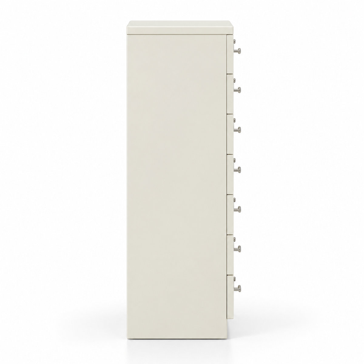 Tall Off-White 8 Drawer Modern Storage Cabinet with Individual Key Locks Metal Handles and Slim Vertical Design