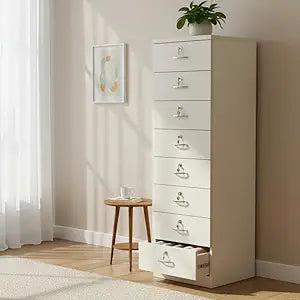 Pedestal with Premium Wooden Material with 8 Shelves and Drawer Unit with Lock