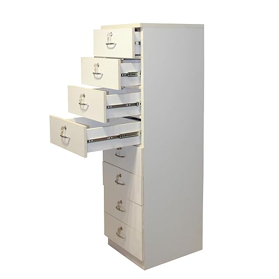 Pedestal with Premium Wooden Material with 8 Shelves and Drawer Unit with Lock