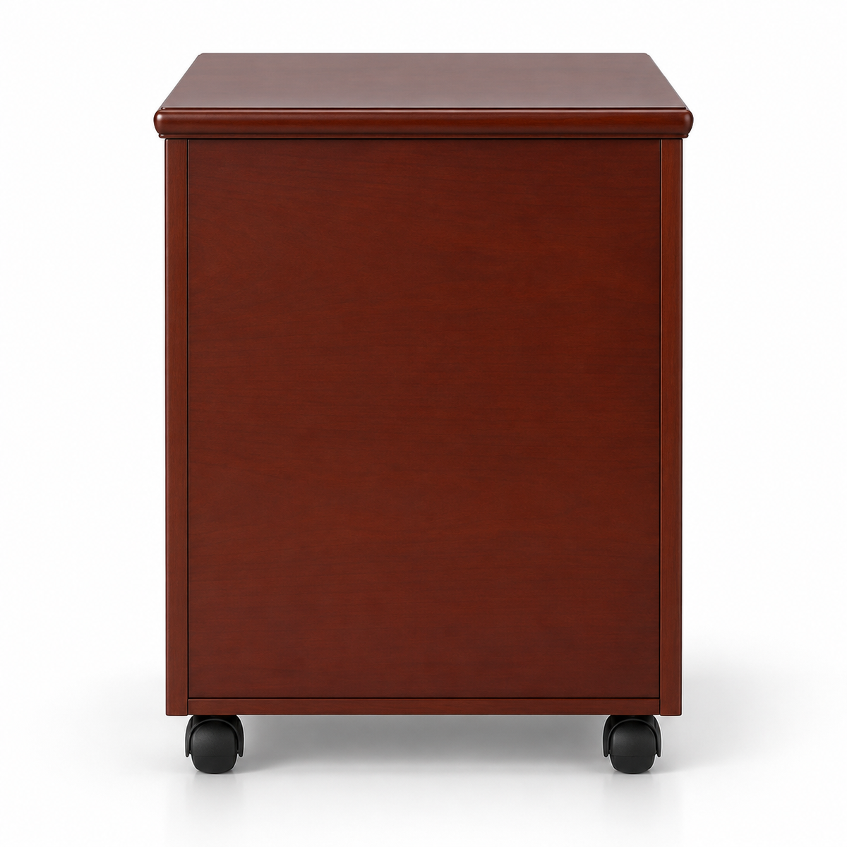 Classic Mahogany Mobile Office Pedestal Cabinet with 3 Drawers Key Lock Integrated Handles and Wheels for Desk Storage