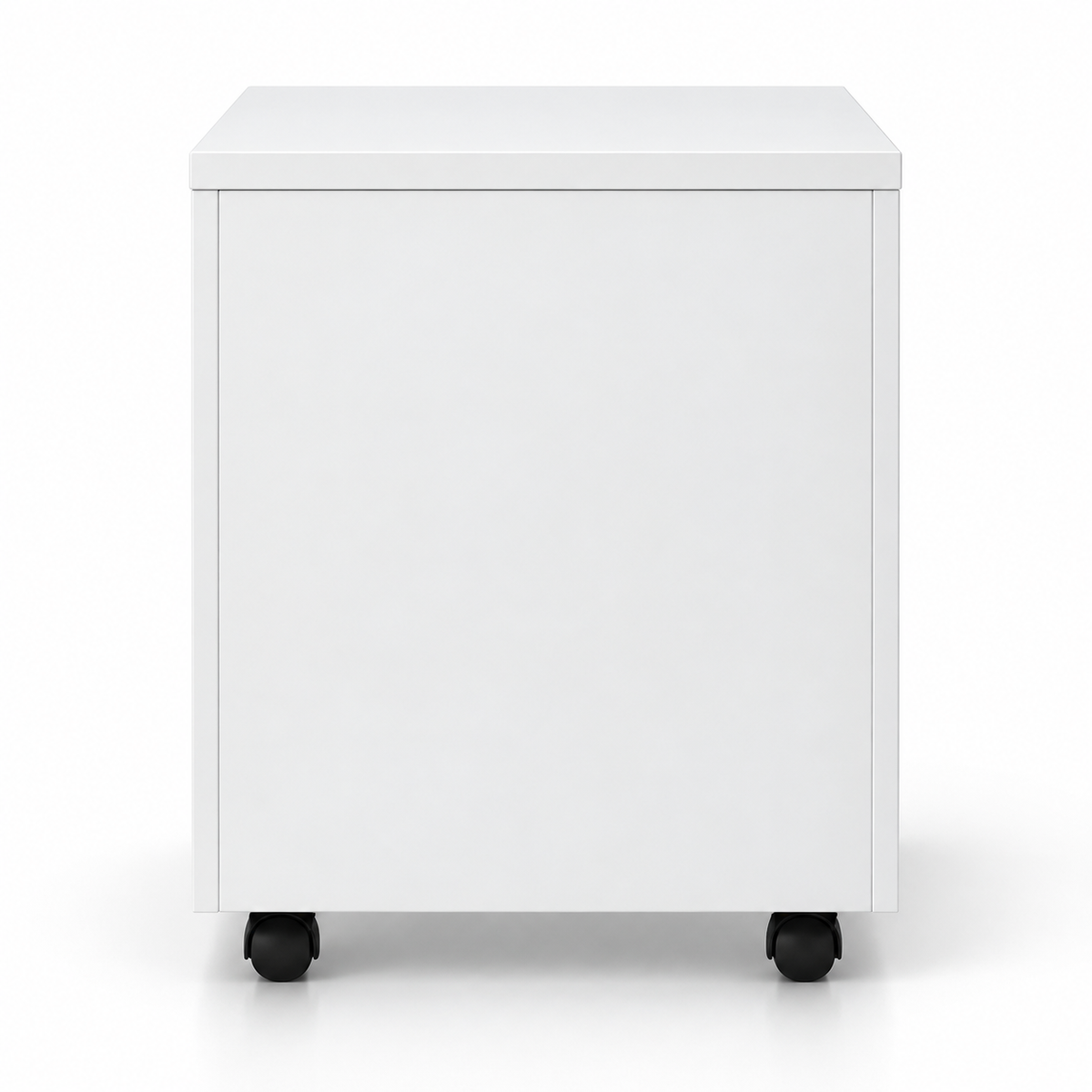 Modern White Mobile Office Pedestal Cabinet with 3 Drawers Key Lock System and Caster Wheels for File Storage Under Desk