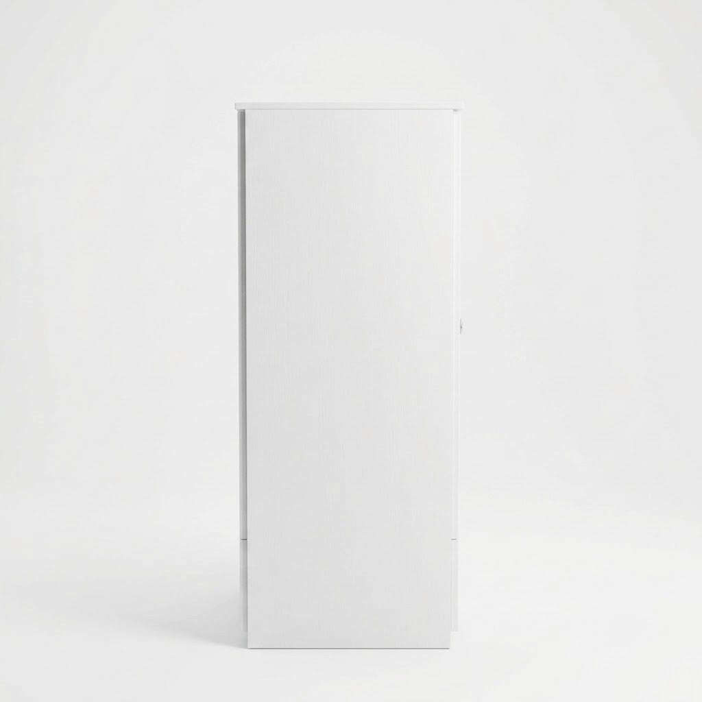 White Wooden Kids Wardrobe Cabinet Armoire with 2 Doors and Bottom Storage Drawer for Nursery Playroom