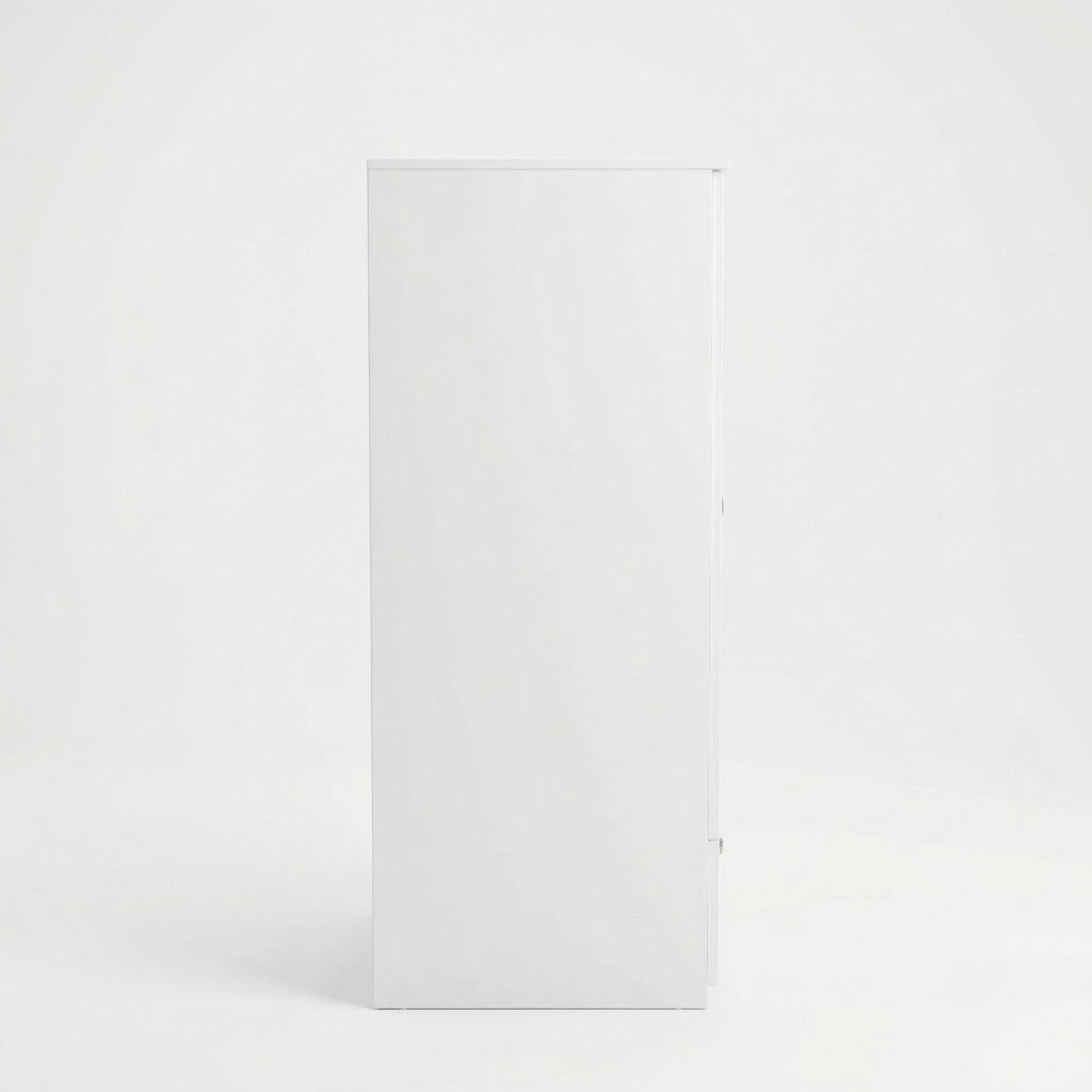 White Wooden Kids Wardrobe Cabinet Armoire with 2 Doors and Bottom Storage Drawer for Nursery Playroom