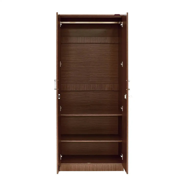 Wardrobe 2 Door Wooden Almirah with Mirror and Shelves Storage Cabinet
