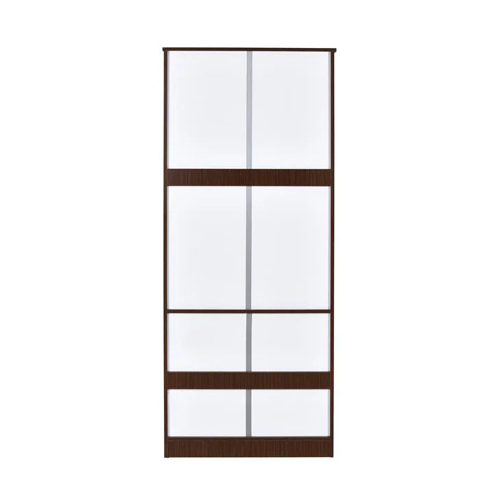 Wardrobe 2 Door Wooden Almirah with Mirror and Shelves Storage Cabinet