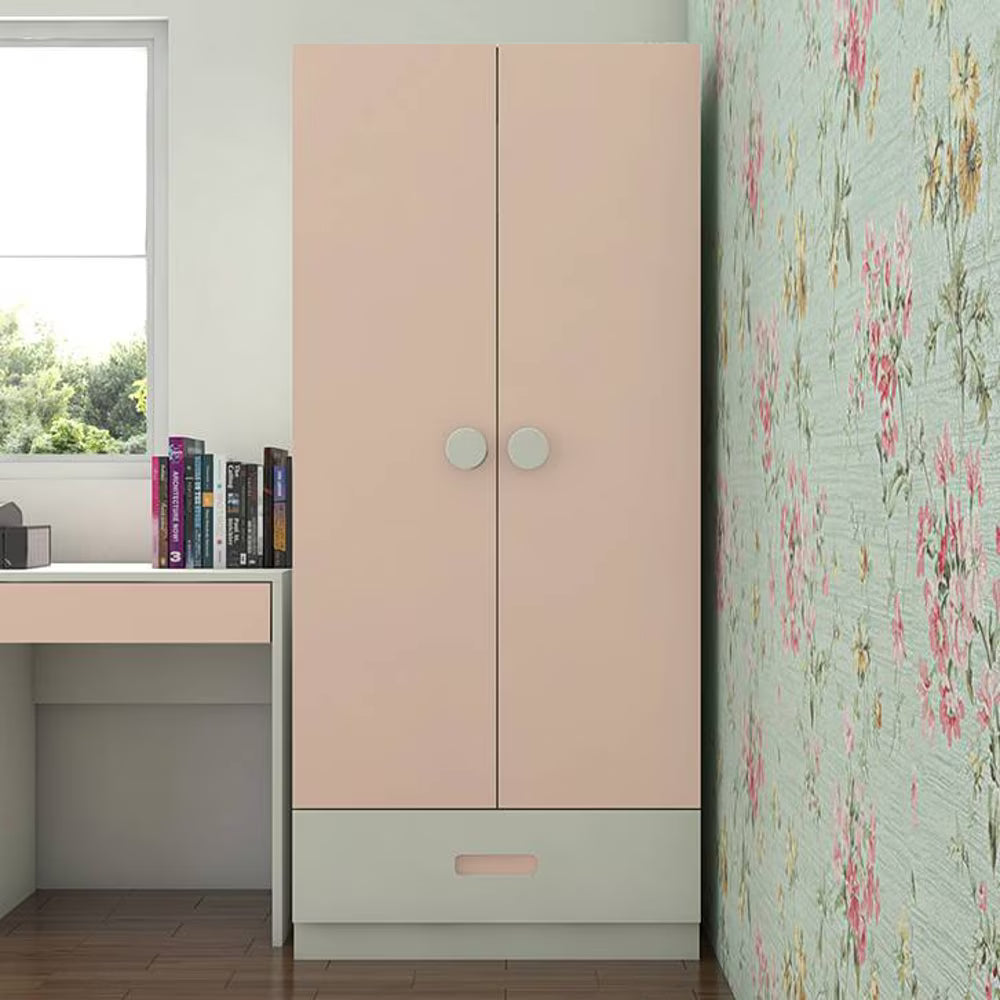 Wardrobe 2 Door Premium Wood Closet with Lock and Drawer Storage for Luxury Finish