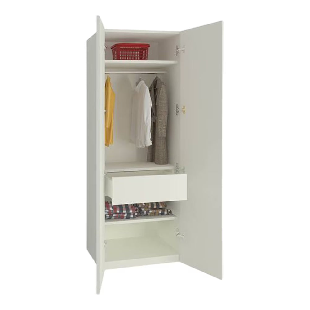 Wardrobe 2 Door Modern Design with Hanging Space and Organizer Shelves