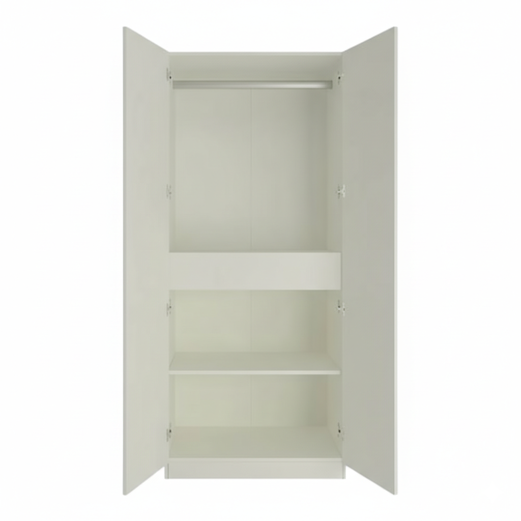 Wardrobe Matte Finish Wooden Cabinet with Multi-Storage Compartments