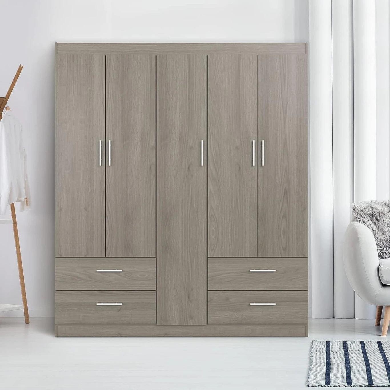Wardrobe Minimalist Bedroom Storage Unit with Hanging and Folding Space