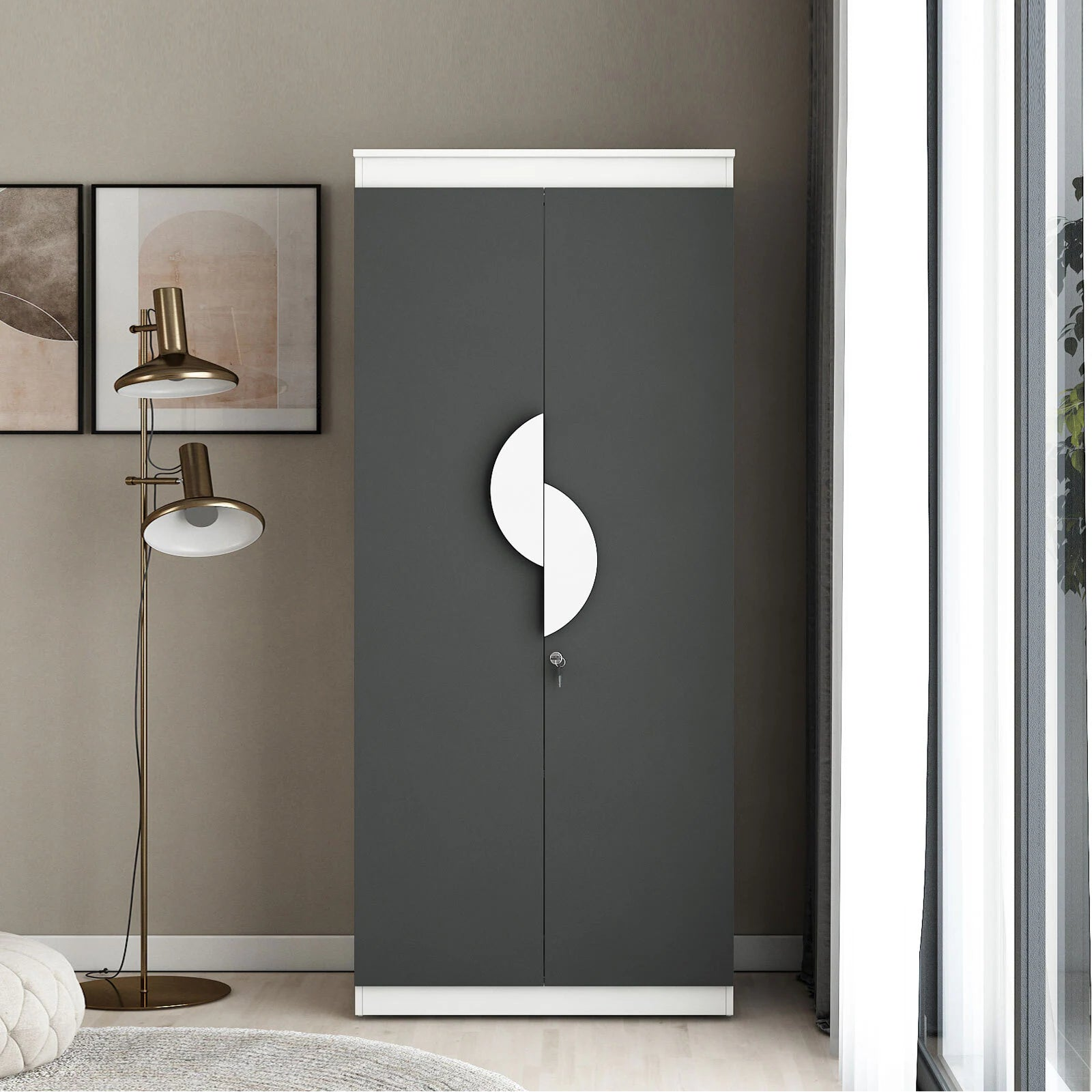 Wardrobe Multi-Section Wooden Cabinet with Smooth Closet Doors