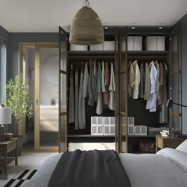 Wardrobe Elegant Design Bedroom Almirah with Soft Close Doors, Strong Handles and Glass Doors