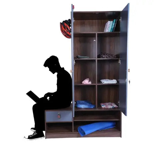 Wardrobe 2 Door Storage Cabinet with Modern L-Type and Adjustable Shelves