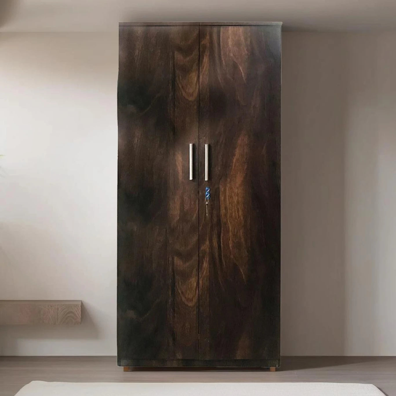 Wardrobe Large Wooden Almirah with Multiple Storage Sections