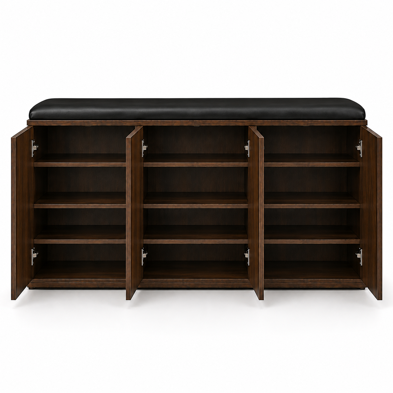 Wooden Storage Cabinet with Multi-Purpose Shoe Storage, Silent-Close Doors for Modern Homes