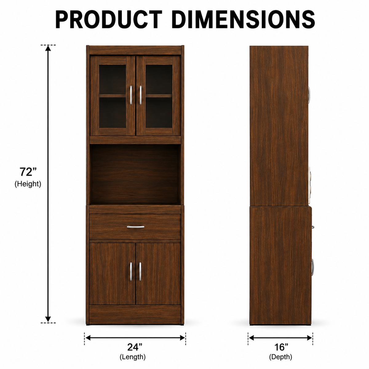 Modern Wooden Kitchen Storage Cabinet with Modern Wooden Storage and Shelves, Soft-Close Doors.