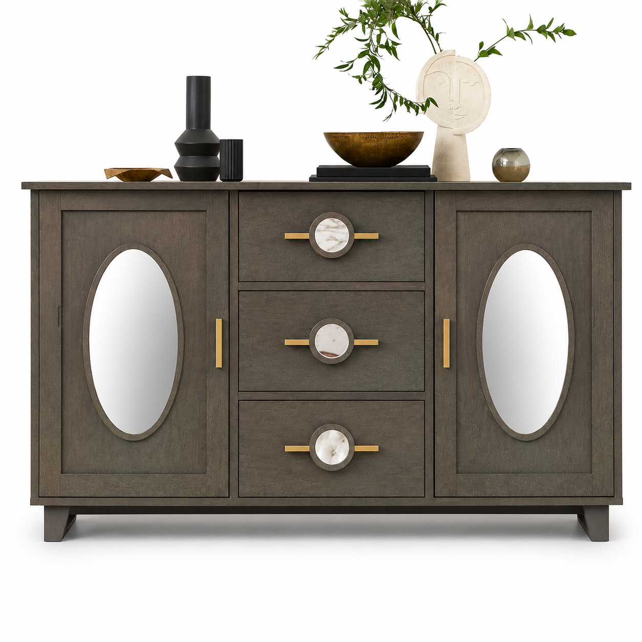 Modern Wooden Storage Cabinet with Spacious Multipurpose Storage Cabinet and Shelves, Soft-Close Doors.