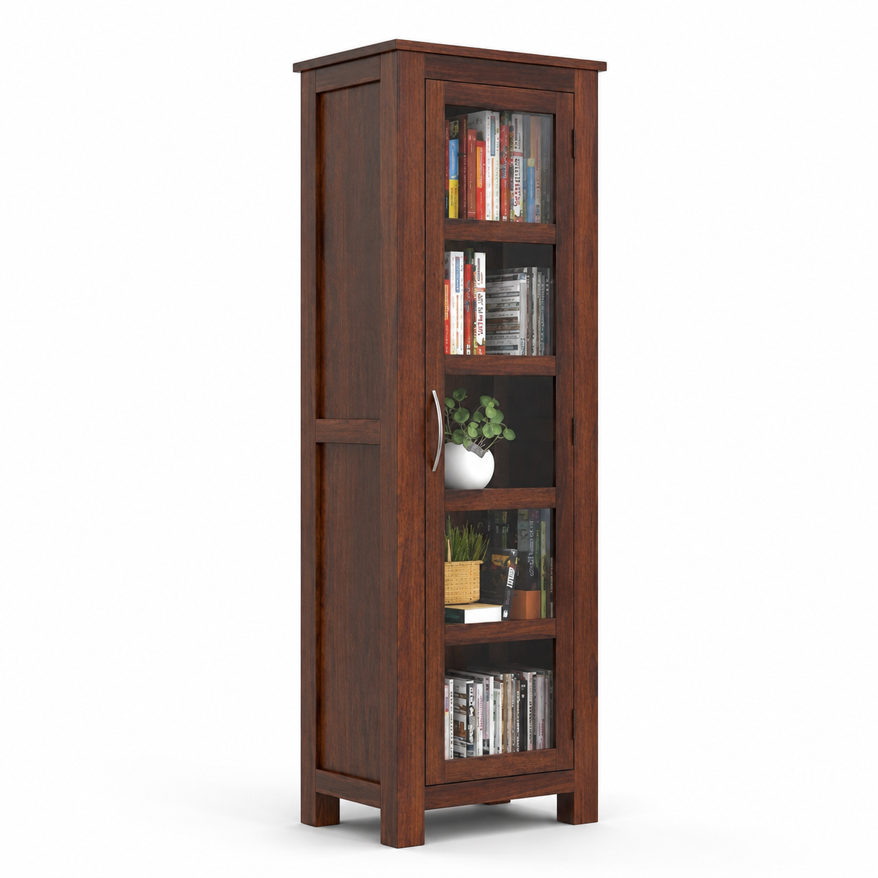 Crockery Cabinet – Premium Sheesham Wood with Glass Door, Storage for Crockery, Books, Stylish for Kitchen or Living Room.