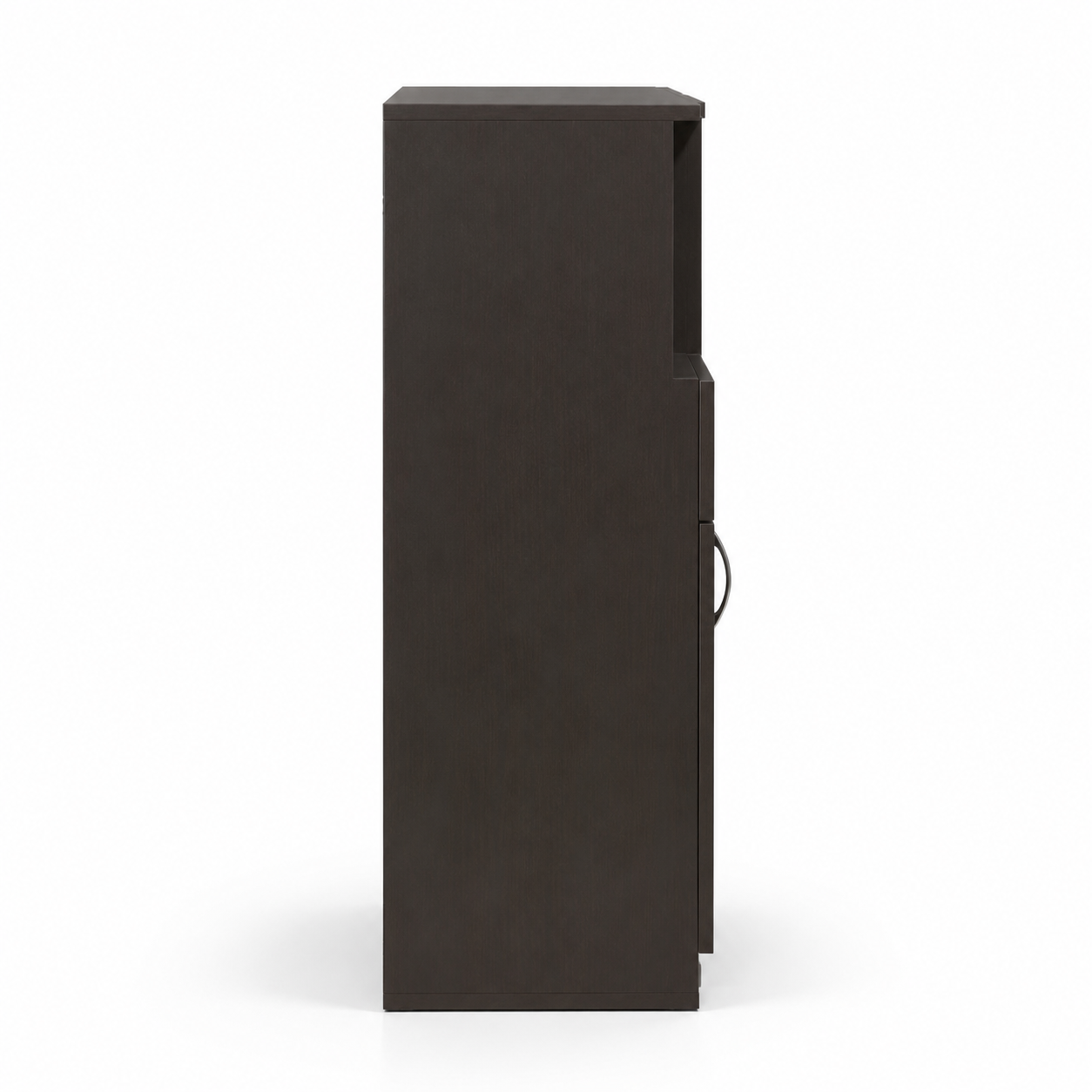 Modern Kitchen Microwave Cabinet with Drawer, Double Door Storage & Open Shelf | Walnut Finish